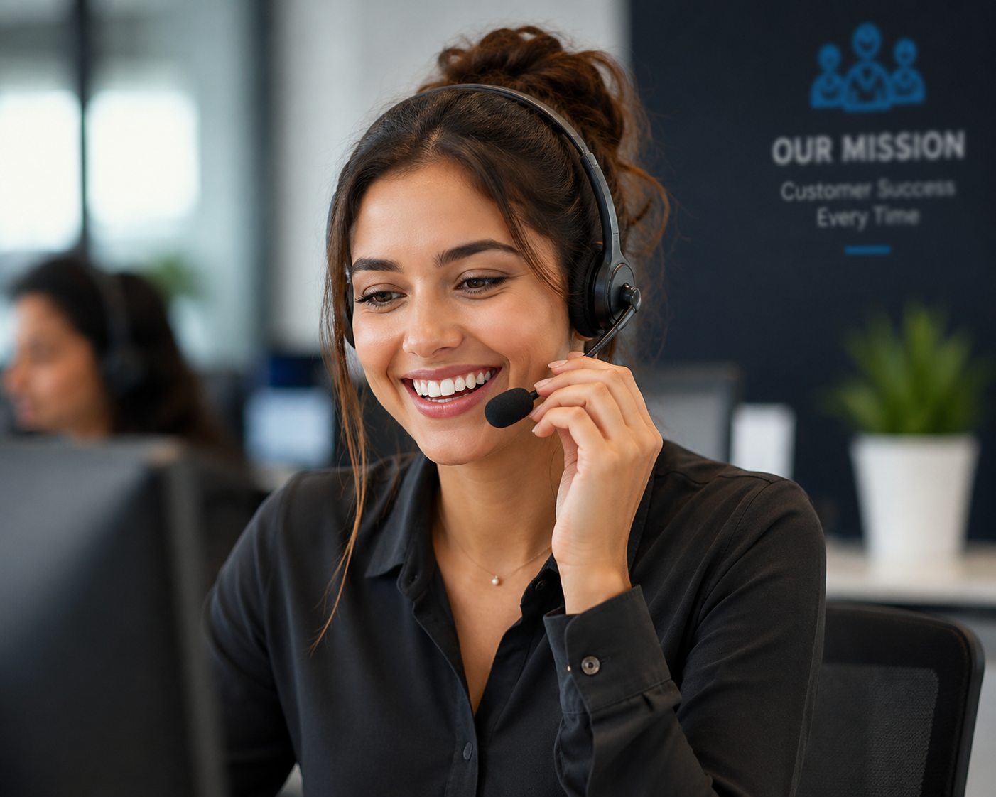 Professional managing mobile devices in the workplace